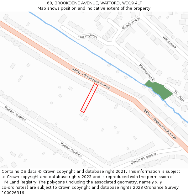60, BROOKDENE AVENUE, WATFORD, WD19 4LF: Location map and indicative extent of plot