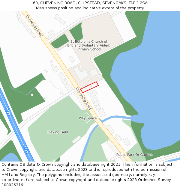 60, CHEVENING ROAD, CHIPSTEAD, SEVENOAKS, TN13 2SA: Location map and indicative extent of plot