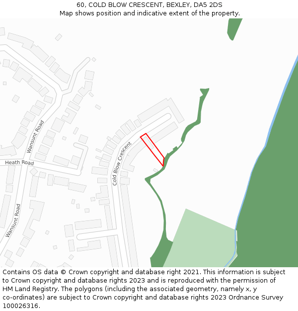 60, COLD BLOW CRESCENT, BEXLEY, DA5 2DS: Location map and indicative extent of plot