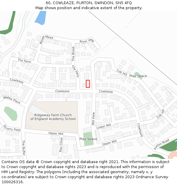 60, COWLEAZE, PURTON, SWINDON, SN5 4FQ: Location map and indicative extent of plot