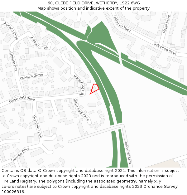 60, GLEBE FIELD DRIVE, WETHERBY, LS22 6WG: Location map and indicative extent of plot