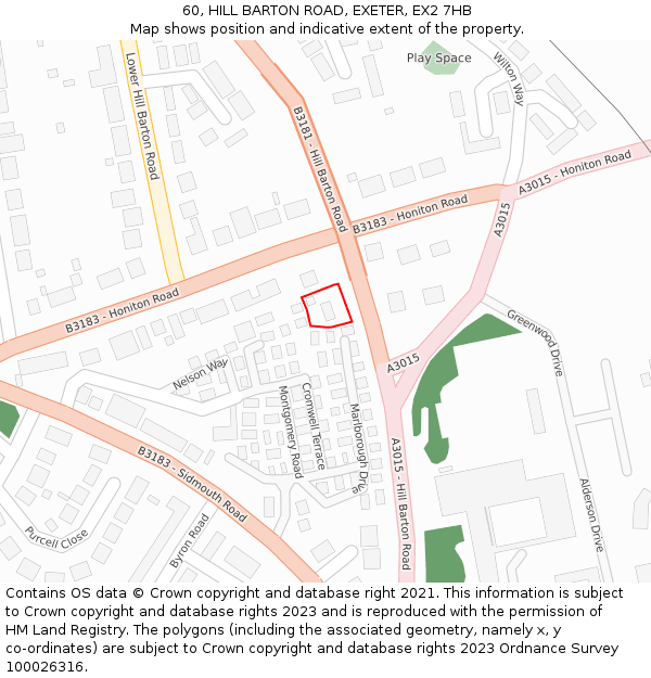 60, HILL BARTON ROAD, EXETER, EX2 7HB: Location map and indicative extent of plot