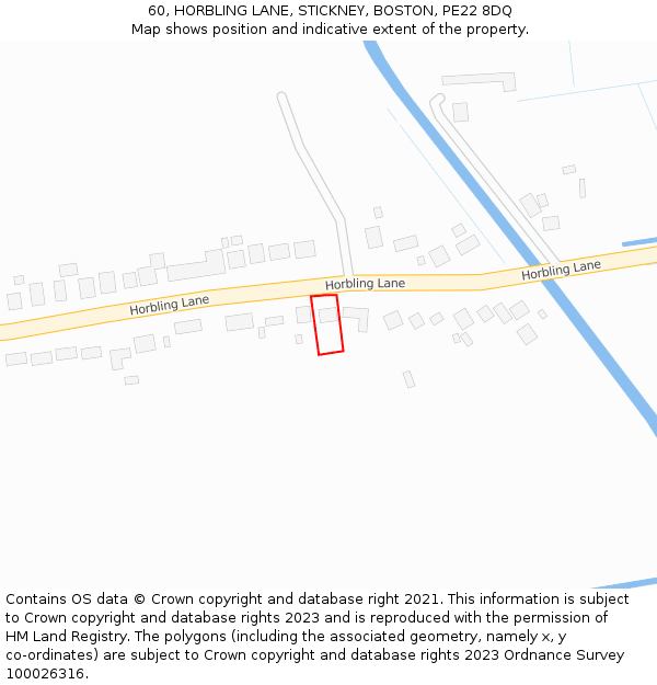 60, HORBLING LANE, STICKNEY, BOSTON, PE22 8DQ: Location map and indicative extent of plot