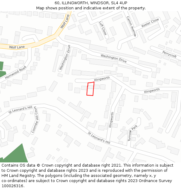 60, ILLINGWORTH, WINDSOR, SL4 4UP: Location map and indicative extent of plot