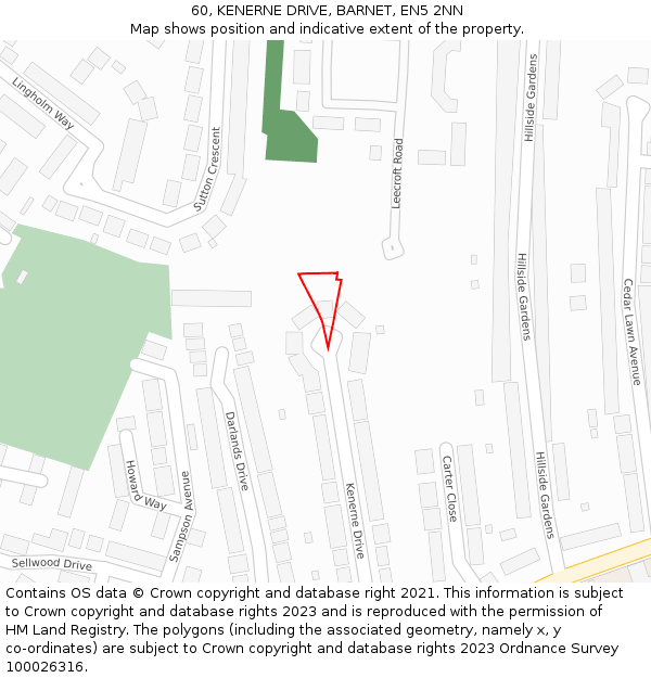 60, KENERNE DRIVE, BARNET, EN5 2NN: Location map and indicative extent of plot