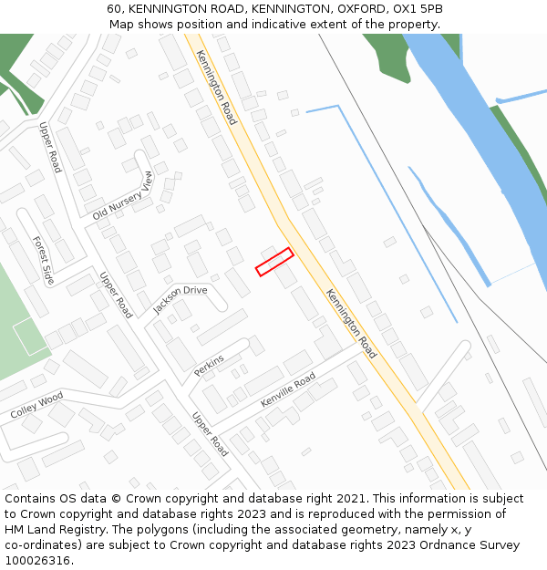 60, KENNINGTON ROAD, KENNINGTON, OXFORD, OX1 5PB: Location map and indicative extent of plot