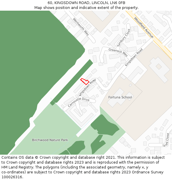 60, KINGSDOWN ROAD, LINCOLN, LN6 0FB: Location map and indicative extent of plot