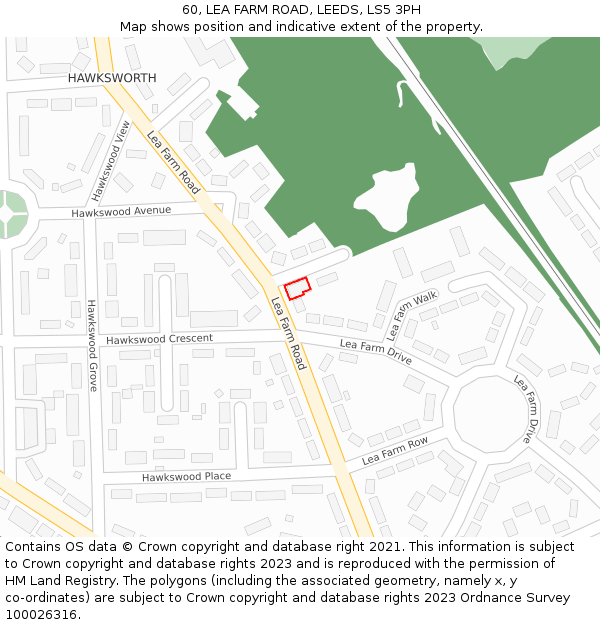 60, LEA FARM ROAD, LEEDS, LS5 3PH: Location map and indicative extent of plot