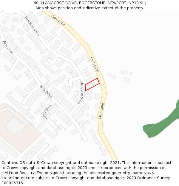 60, LLANGORSE DRIVE, ROGERSTONE, NEWPORT, NP10 9HJ: Location map and indicative extent of plot