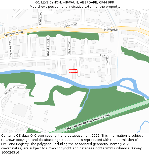 60, LLYS CYNON, HIRWAUN, ABERDARE, CF44 9PR: Location map and indicative extent of plot