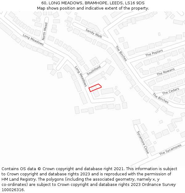 60, LONG MEADOWS, BRAMHOPE, LEEDS, LS16 9DS: Location map and indicative extent of plot
