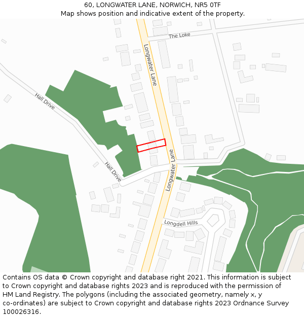60, LONGWATER LANE, NORWICH, NR5 0TF: Location map and indicative extent of plot