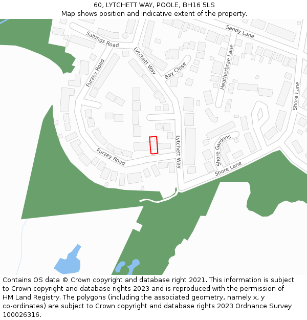 60, LYTCHETT WAY, POOLE, BH16 5LS: Location map and indicative extent of plot