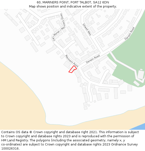 60, MARINERS POINT, PORT TALBOT, SA12 6DN: Location map and indicative extent of plot