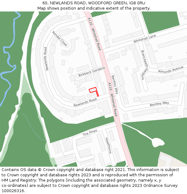 60, NEWLANDS ROAD, WOODFORD GREEN, IG8 0RU: Location map and indicative extent of plot