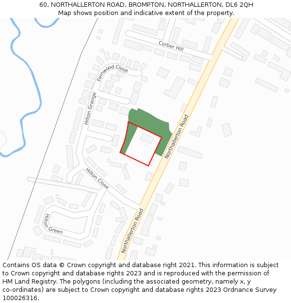 60, NORTHALLERTON ROAD, BROMPTON, NORTHALLERTON, DL6 2QH: Location map and indicative extent of plot