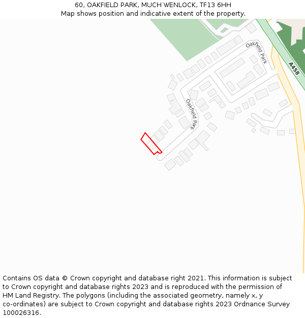 60, OAKFIELD PARK, MUCH WENLOCK, TF13 6HH: Location map and indicative extent of plot