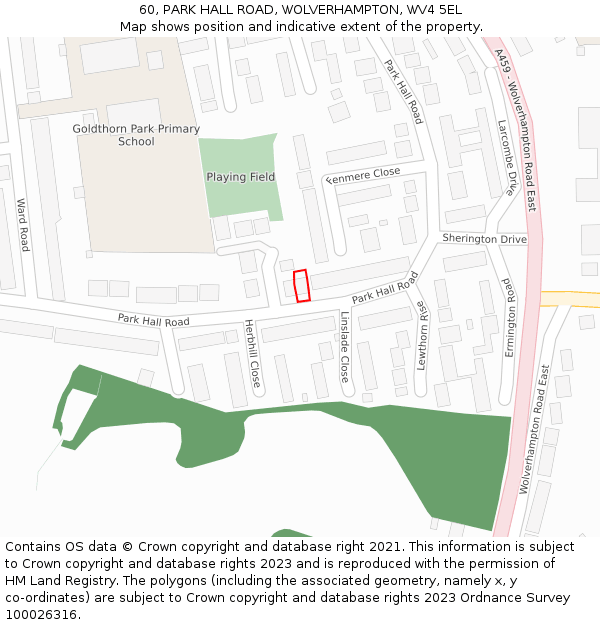 60, PARK HALL ROAD, WOLVERHAMPTON, WV4 5EL: Location map and indicative extent of plot