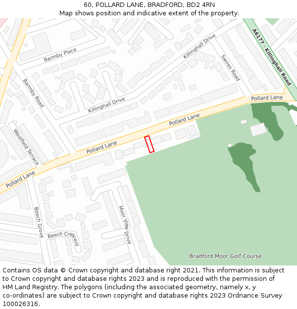 60, POLLARD LANE, BRADFORD, BD2 4RN: Location map and indicative extent of plot