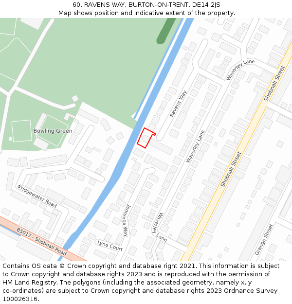 60, RAVENS WAY, BURTON-ON-TRENT, DE14 2JS: Location map and indicative extent of plot