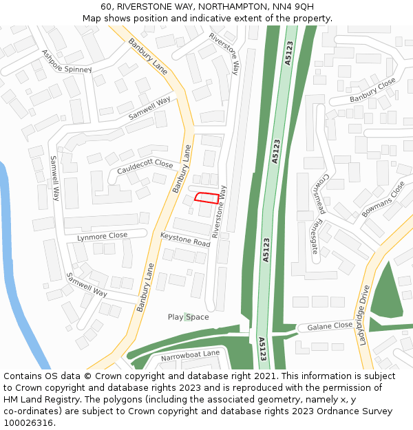60, RIVERSTONE WAY, NORTHAMPTON, NN4 9QH: Location map and indicative extent of plot
