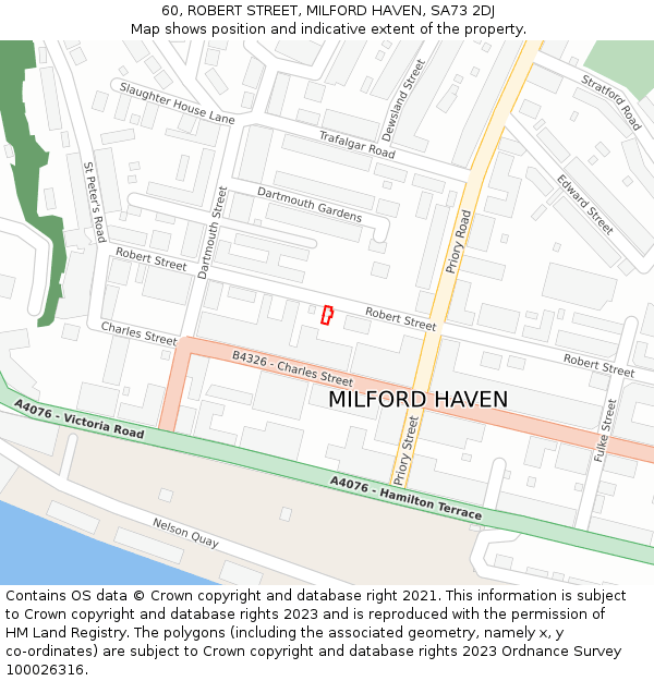60, ROBERT STREET, MILFORD HAVEN, SA73 2DJ: Location map and indicative extent of plot