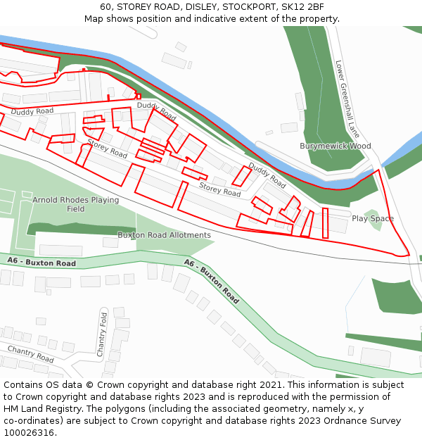 60, STOREY ROAD, DISLEY, STOCKPORT, SK12 2BF: Location map and indicative extent of plot