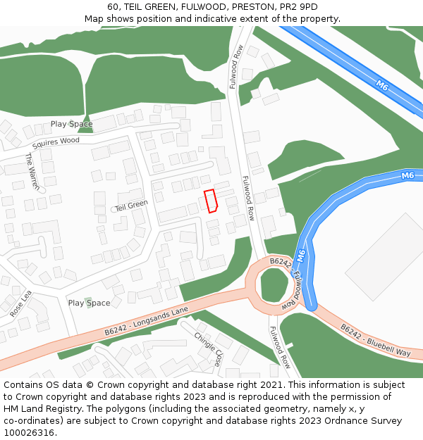 60, TEIL GREEN, FULWOOD, PRESTON, PR2 9PD: Location map and indicative extent of plot