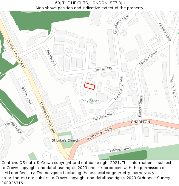 60, THE HEIGHTS, LONDON, SE7 8JH: Location map and indicative extent of plot