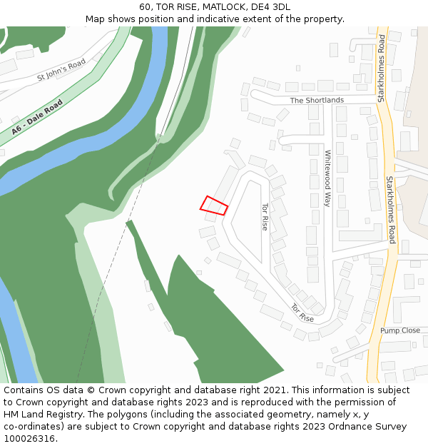 60, TOR RISE, MATLOCK, DE4 3DL: Location map and indicative extent of plot