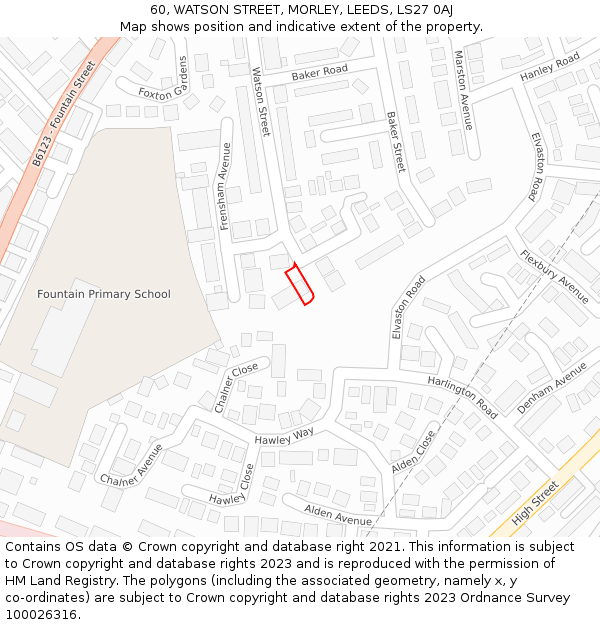 60, WATSON STREET, MORLEY, LEEDS, LS27 0AJ: Location map and indicative extent of plot