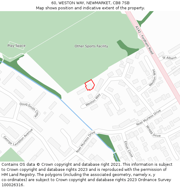 60, WESTON WAY, NEWMARKET, CB8 7SB: Location map and indicative extent of plot