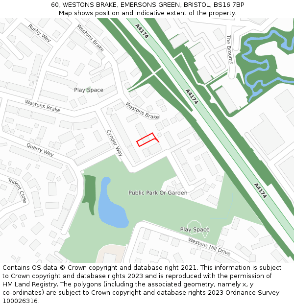 60, WESTONS BRAKE, EMERSONS GREEN, BRISTOL, BS16 7BP: Location map and indicative extent of plot
