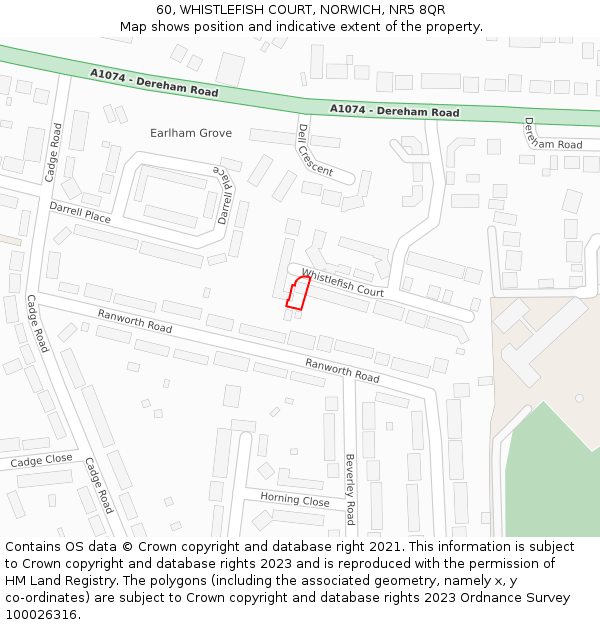 60, WHISTLEFISH COURT, NORWICH, NR5 8QR: Location map and indicative extent of plot