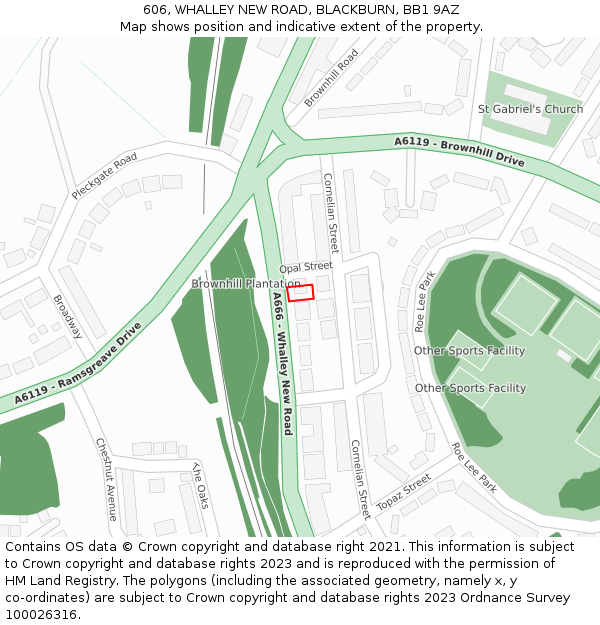 606, WHALLEY NEW ROAD, BLACKBURN, BB1 9AZ: Location map and indicative extent of plot