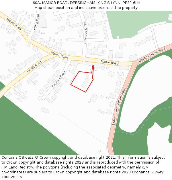 60A, MANOR ROAD, DERSINGHAM, KING'S LYNN, PE31 6LH: Location map and indicative extent of plot