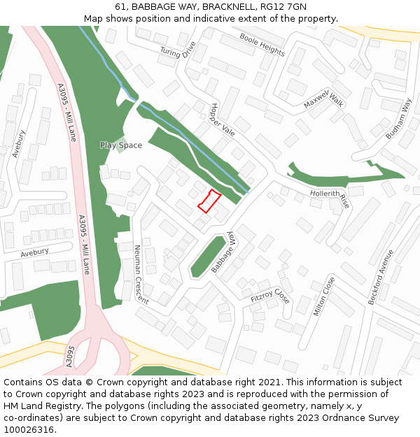 61, BABBAGE WAY, BRACKNELL, RG12 7GN: Location map and indicative extent of plot