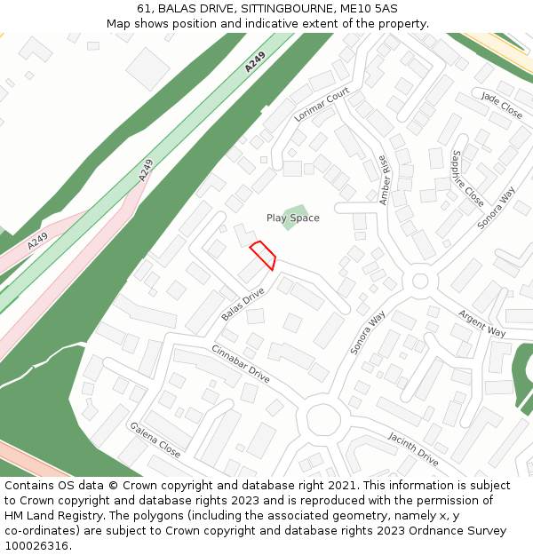 61, BALAS DRIVE, SITTINGBOURNE, ME10 5AS: Location map and indicative extent of plot