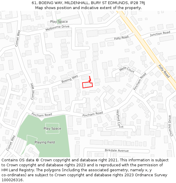 61, BOEING WAY, MILDENHALL, BURY ST EDMUNDS, IP28 7RJ: Location map and indicative extent of plot