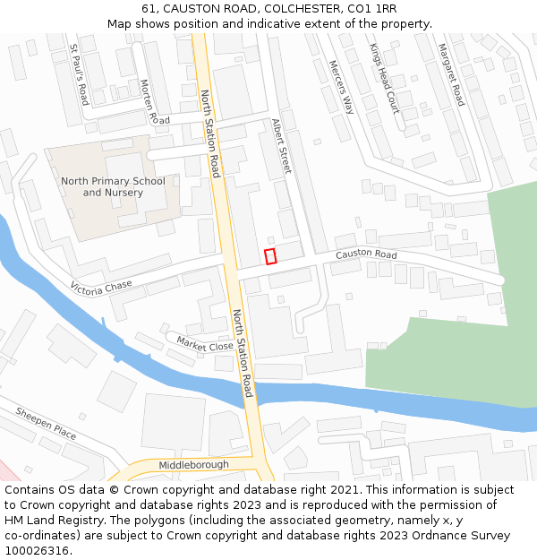 61, CAUSTON ROAD, COLCHESTER, CO1 1RR: Location map and indicative extent of plot
