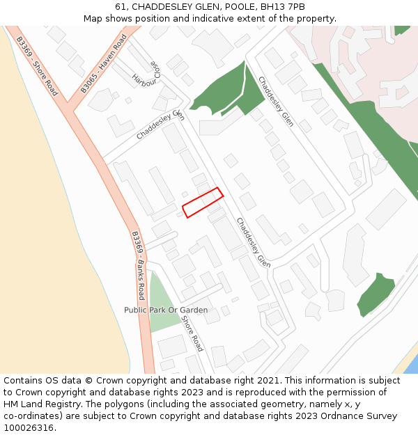61, CHADDESLEY GLEN, POOLE, BH13 7PB: Location map and indicative extent of plot