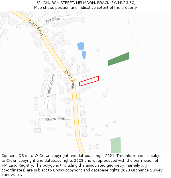 61, CHURCH STREET, HELMDON, BRACKLEY, NN13 5QJ: Location map and indicative extent of plot
