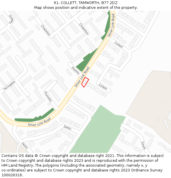 61, COLLETT, TAMWORTH, B77 2DZ: Location map and indicative extent of plot