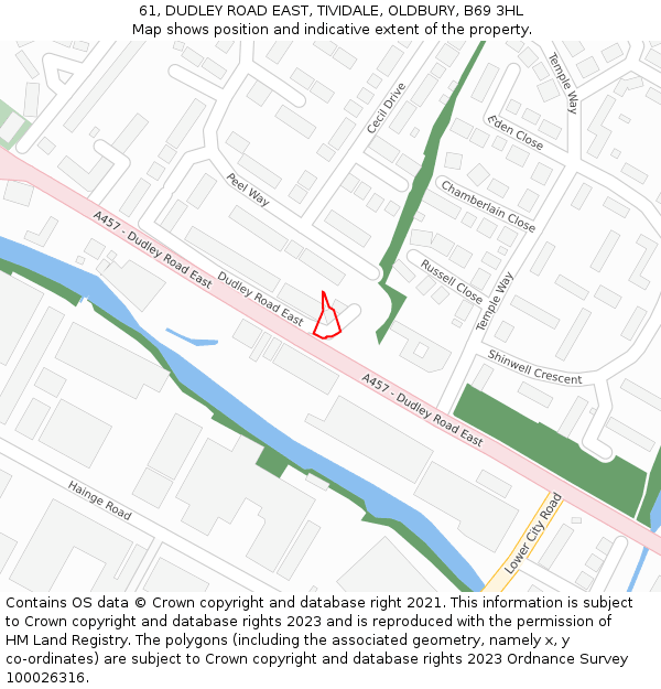61, DUDLEY ROAD EAST, TIVIDALE, OLDBURY, B69 3HL: Location map and indicative extent of plot