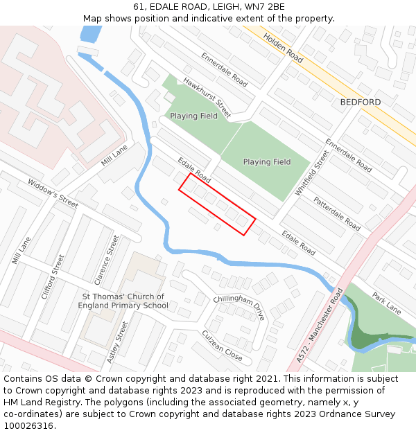 61, EDALE ROAD, LEIGH, WN7 2BE: Location map and indicative extent of plot