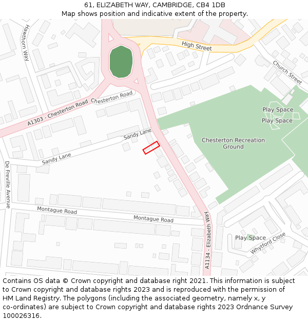 61, ELIZABETH WAY, CAMBRIDGE, CB4 1DB: Location map and indicative extent of plot