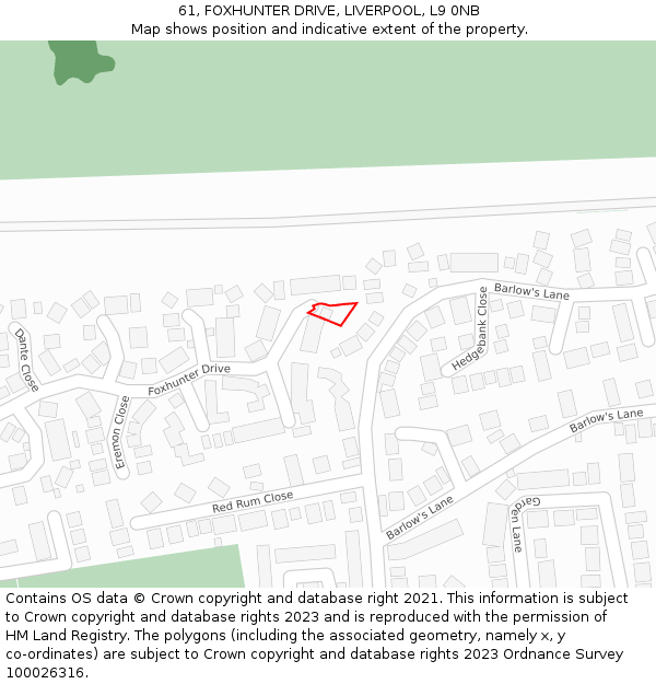 61, FOXHUNTER DRIVE, LIVERPOOL, L9 0NB: Location map and indicative extent of plot