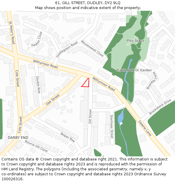 61, GILL STREET, DUDLEY, DY2 9LQ: Location map and indicative extent of plot