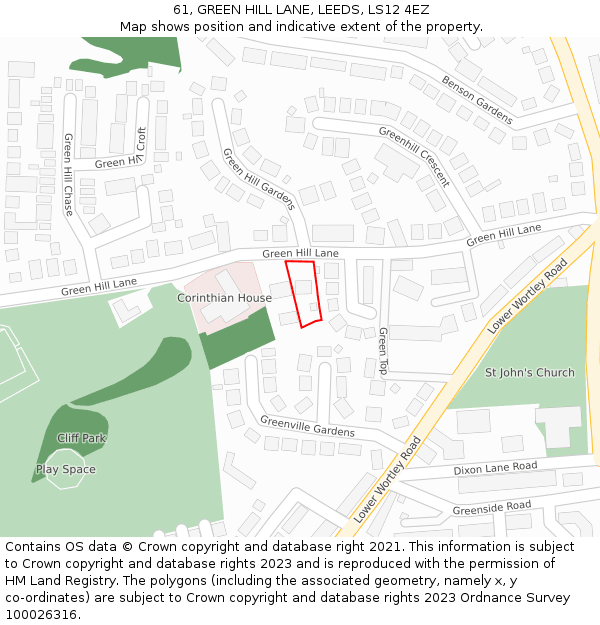 61, GREEN HILL LANE, LEEDS, LS12 4EZ: Location map and indicative extent of plot