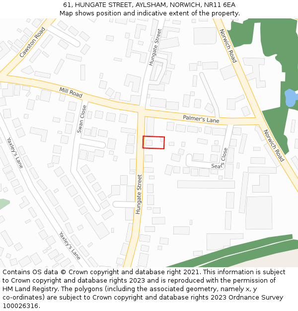 61, HUNGATE STREET, AYLSHAM, NORWICH, NR11 6EA: Location map and indicative extent of plot